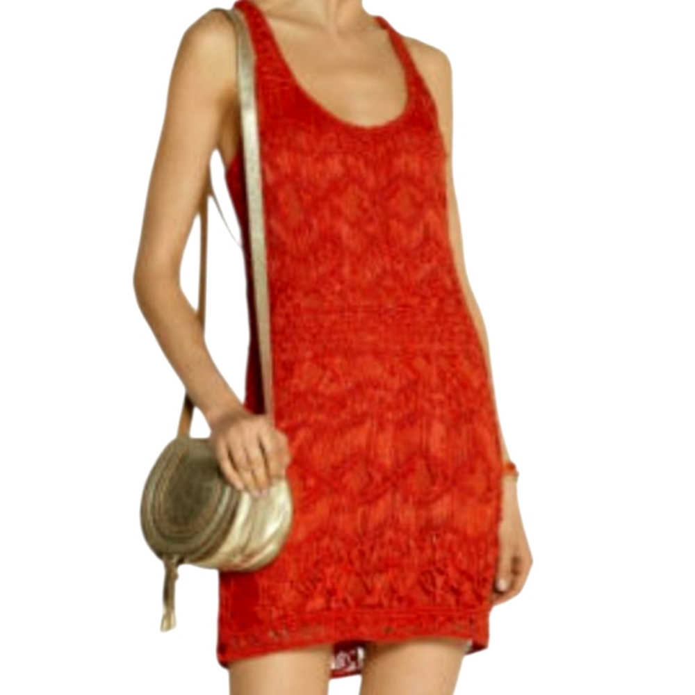 Diane Von Furstenberg Red Chios Macrame Lace Cottonblend Resortwear Mini Dress